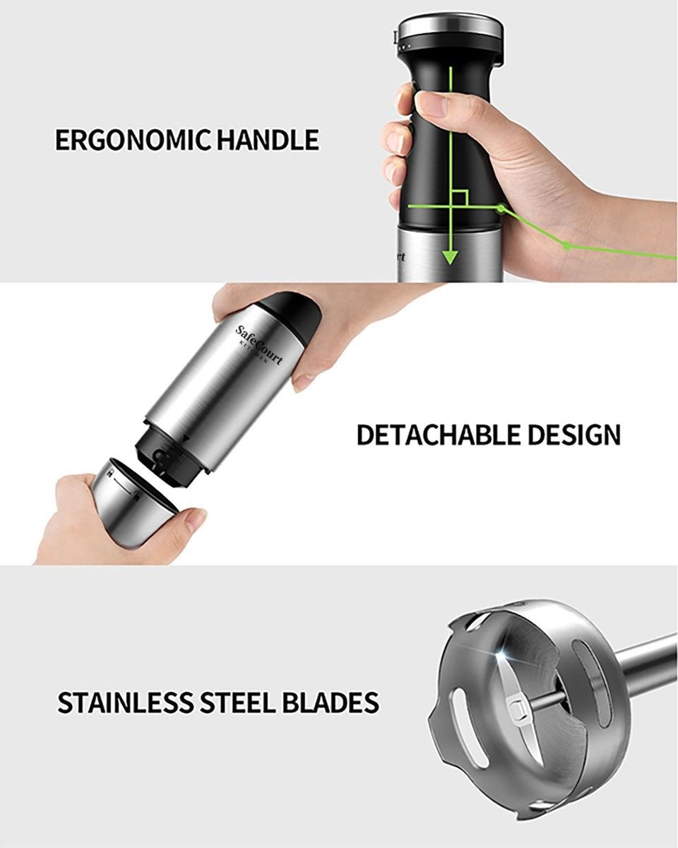 Mélangeur à main de cuisine Safecourt - Bol à hacher - Fouet - Tasse à mélanger - Ensemble