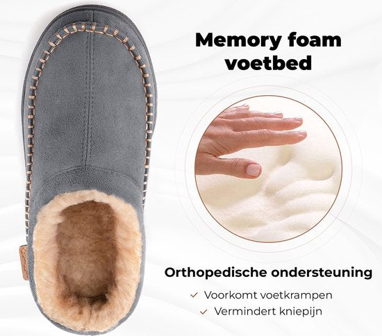 Chaussons Hommes - Chaussons - Mocassins - Gris - Antidérapant - Taille 42/43 - Comfeet