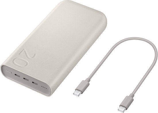Batterie externe Samsung à charge rapide 45 W - 3 ports USB-C - 20 000 mAh - Beige
