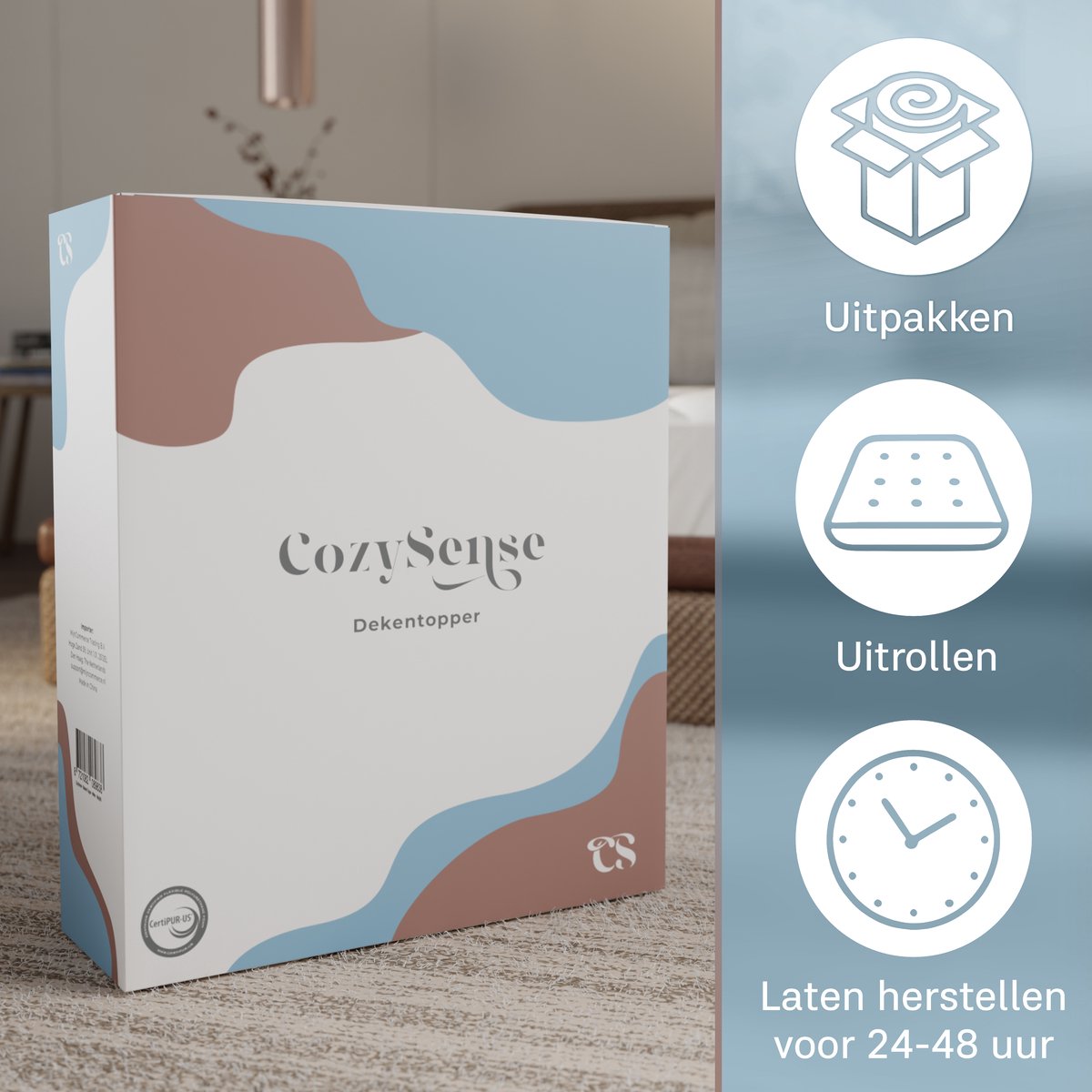 Cozysense Topper 120 x 200 - Surmatelas en mousse à mémoire de forme avec structure alvéolaire imprégnée de gel - 3 cm - Blanc