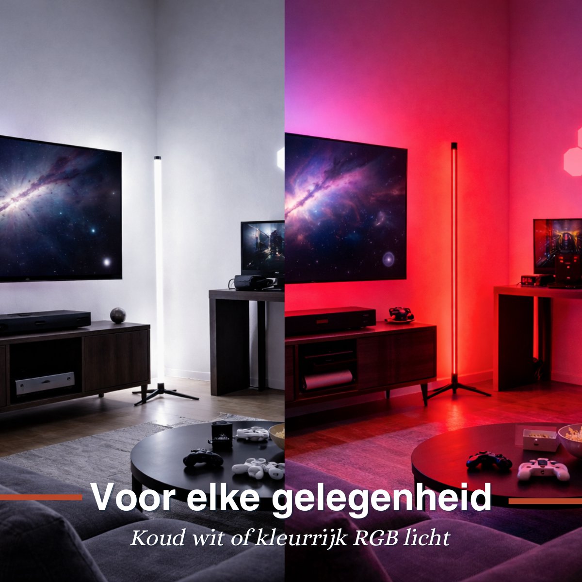 Grundig LED Floor Lamp 120 cm - Lampadaire RVB avec télécommande - alimenté par USB - Lampe d'ambiance pour le salon, la chambre et les jeux - 4 modes d'éclairage, 60 LED