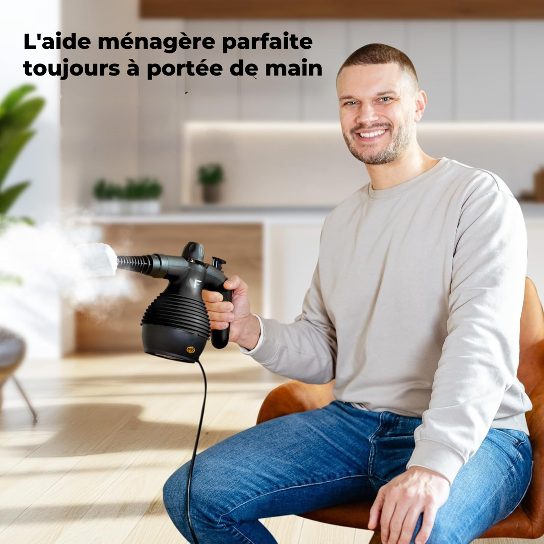 Nettoyeur vapeur à main – Réglage de la vapeur – Comprend 10 accessoires – Réservoir de 350 ml – Noir