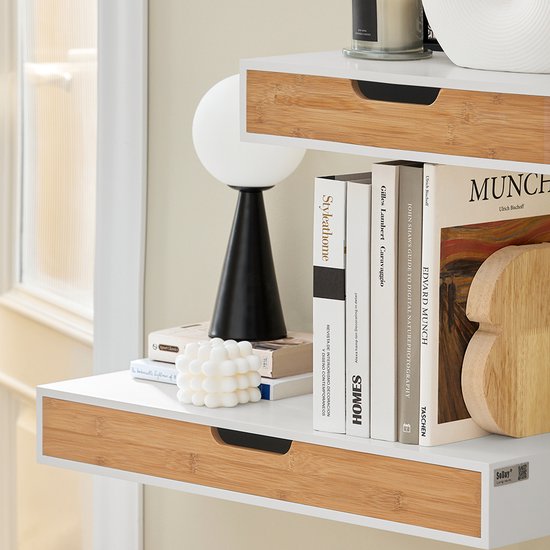 SoBuy Wall Regal-Set - Meuble à tiroirs - Blanc - 1 tiroir - 1 étagère - 24x40x8 cm | FRG92-WNX2