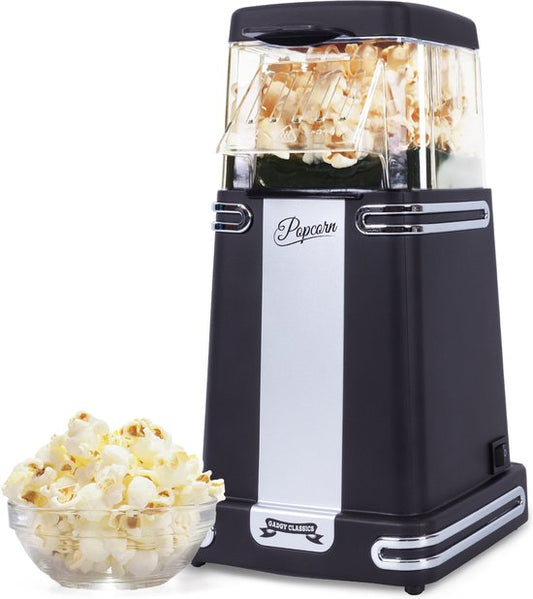 Gadgy Popcorn Machine Retro - Noir - Machine à popcorn à air chaud - 26.5 x 14 CM - Funcooking for Party & Kids