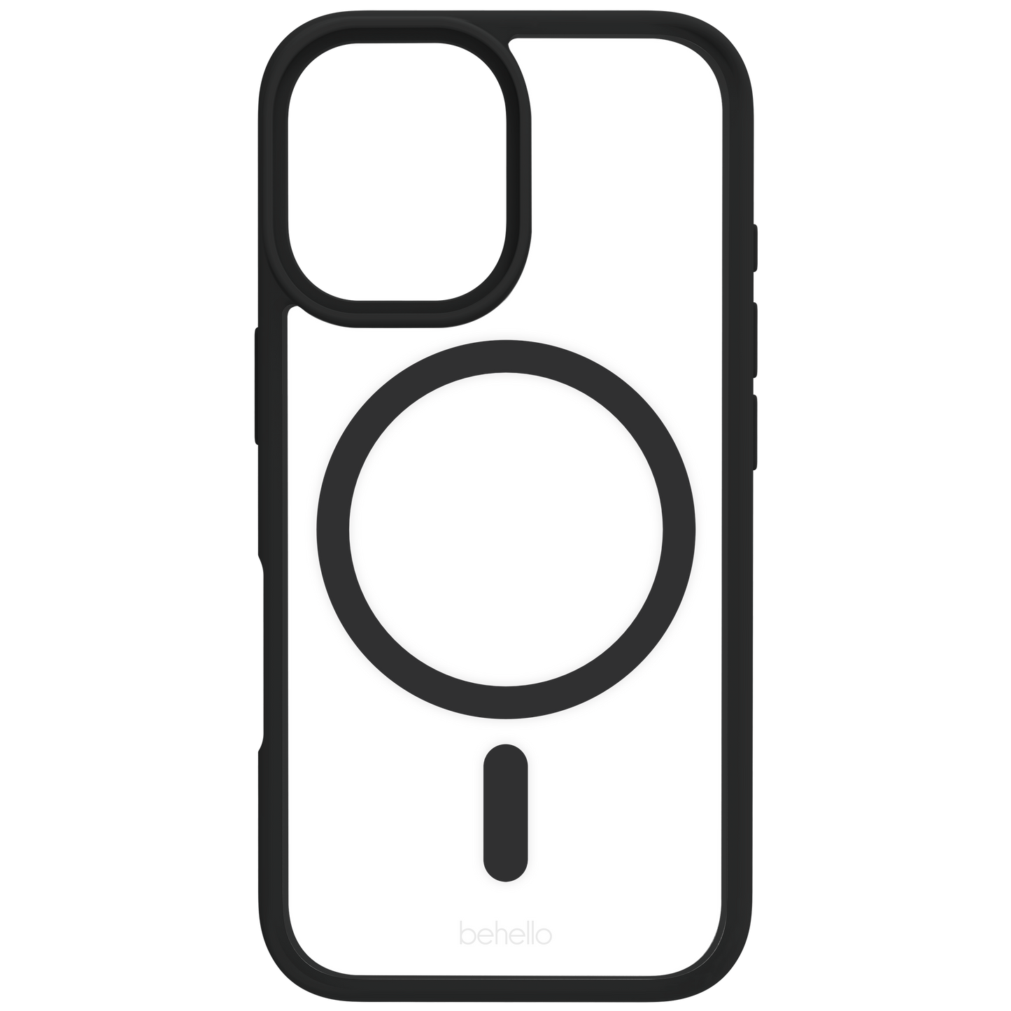 BeHello Case iPhone 16 - Anneau magnétique MagSafe - Transparent/Noir