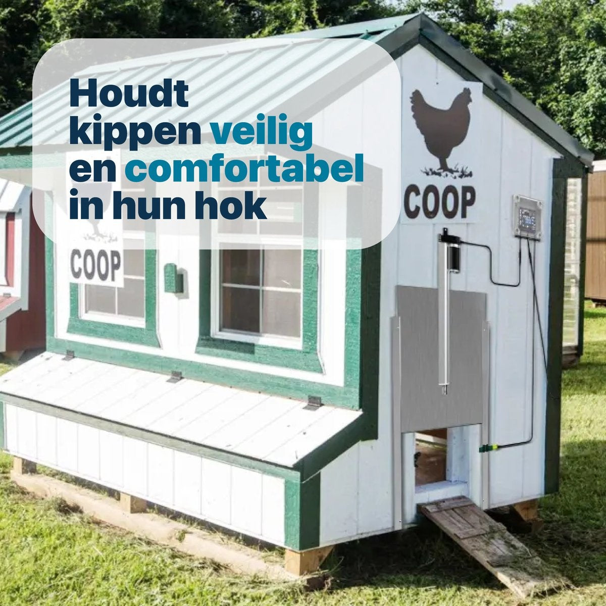 Kit d'ouvre porte automatique poules - Avec capteur infrarouge - Trappe automatique pour poulets - Résiste aux Prédateurs - Ouvreur de poulailler pour poulets