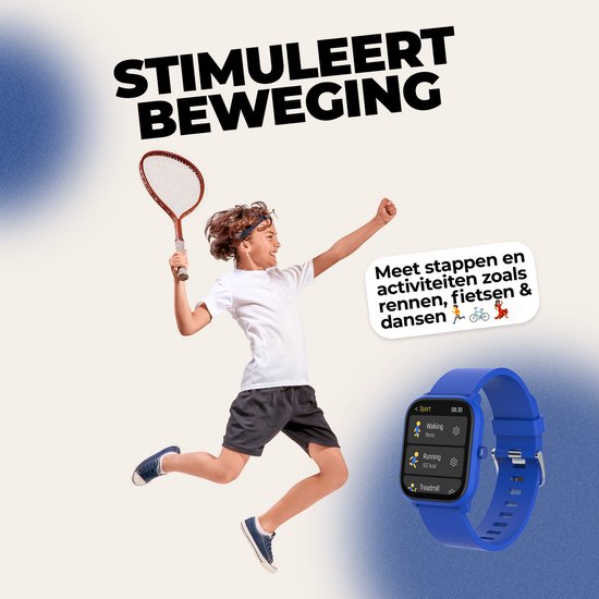 Montre connectée Denver pour enfants - Appels/SMS/WhatsApp - Compatible Android et iOS - Podomètre - Suivi du sommeil - Fréquence cardiaque, tensiomètre, mode sport - SWK120BU