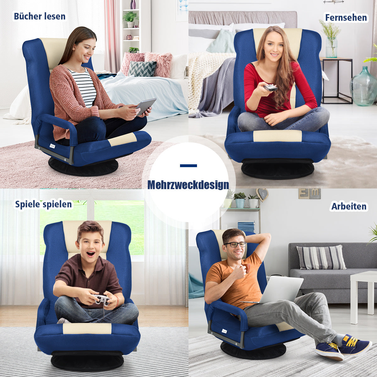 Fauteuil de sol rotatif fauteuil de relaxation fauteuil de sol canapé paresseux canapé bleu