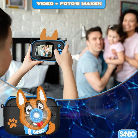 Caméra pour enfants Sanbo T31 Pro - Bleu / Noir - Inclut une carte SD de 32 Go et un lecteur - Caméra photo pour enfants - Vlogging - Caméra de jeu