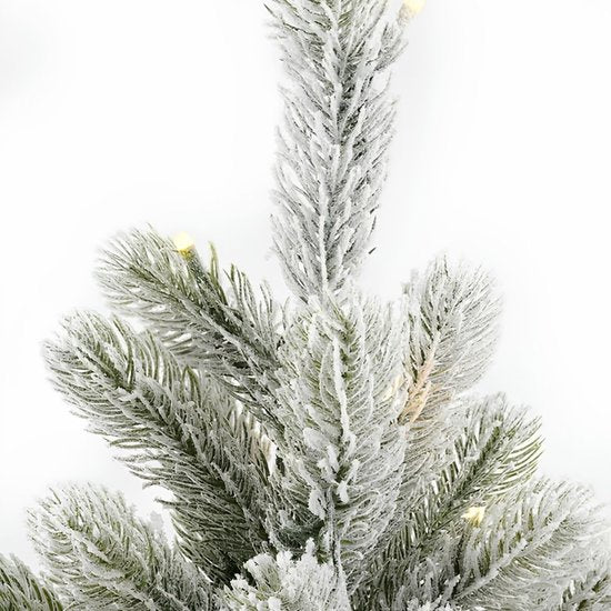 Black Box Trees Nagoya : sapin de Noël artificiel avec éclairage - Sapin artificiel H 90 x P 42 cm - Sapin de Noël artificiel aux branches enneigées - dans un pot en plastique - Décoration de Noël d'intérieur - avec pile et minuterie - 175 branches