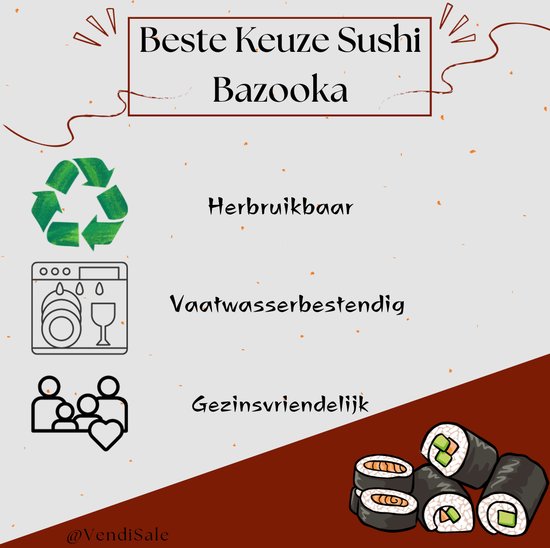 Sushi Set XXL - Sushi maker - Sushi Bazooka Set - Noir