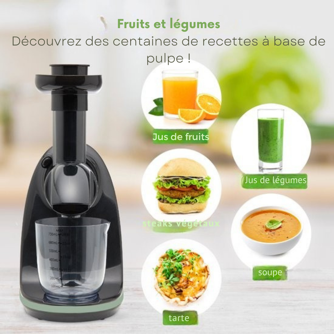 KitchenBrothers Slowjuicer - Presse-légumes et fruits - Extracteur de jus - 700ml - Vert pastel