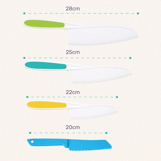 Qwali Blue Children's Knives Set - Safe - Inc. cutting board - Children's - Cutlery - Knives Child - Kitchen - Toys
