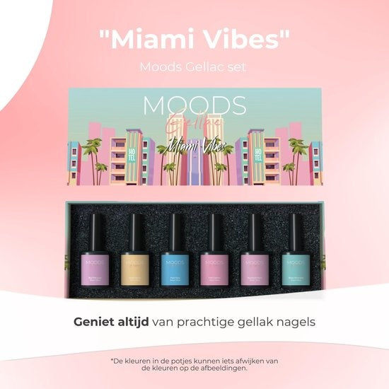 Vernis semi permanent Moods Gellac - Set de 6 pièces - Vernis à ongles en gel - 8ML - Miami Vibes Edition - Gellac - Nails - Gel Polish Starter Pack - Pastel Colours
