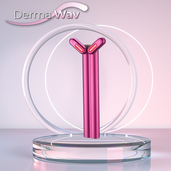 Appareil de beauté 4-en-1 DermaWav - soin de beauté professionnel - chaleur thérapeutique, thérapie par LED rouge, micro-courant et vibrations sonores - un coup de fraîcheur pour votre peau