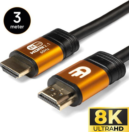 Drivv. Câble HDMI Premium 2.1 - Ultra HD High Speed 8K - HDMI vers HDMI - Convient à Xbox Series X & PS5 - 3 mètres - Orange