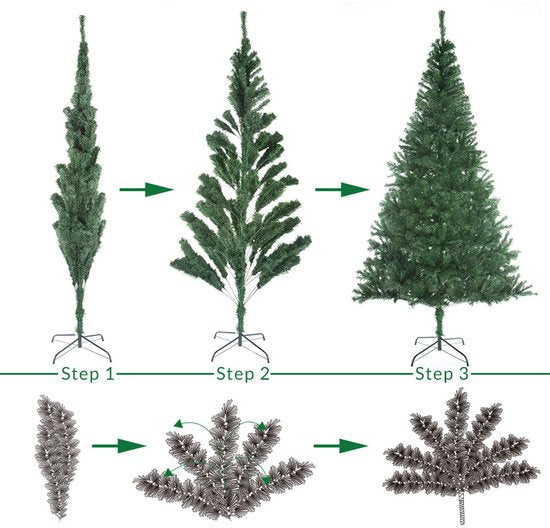 Sapin de Noël Casaria 180 cm - Incl. lumières de Noël LED PE Vert