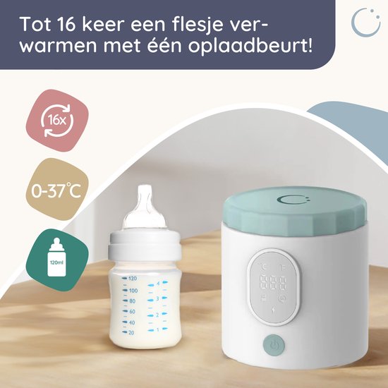 Chauffe-biberon portable Numsy - Sans fil - 6 adaptateurs inclus - 4 niveaux de température