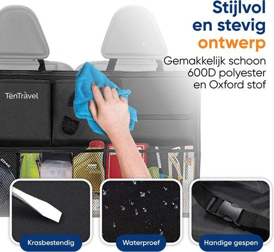 TenTravel Trunk Organizer - Car Organizer Trunk - Car Seat Organizer - Waterproof and Scratch Resistant - With 9 Storage Compartments