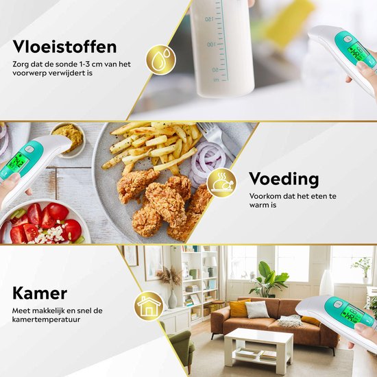 MostEssential Premium Thermomètre de fièvre - Thermomètre auriculaire - Thermomètre infrarouge - Thermomètre frontal - Thermomètre corporel - Thermomètre de fièvre pour adultes, enfants et bébés - Sans contact - 20M