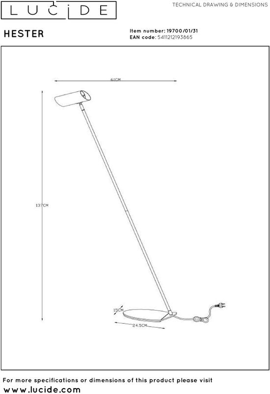 Lucide HESTER - Lampe de lecture - 1xGU10 - Blanc