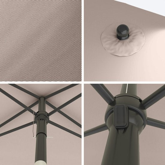 Parasol - LifeGoods - Jardin & Balcon - 200 x 125 cm - Inclinable à 30° - Imperméable - Avec Housse - Taupe