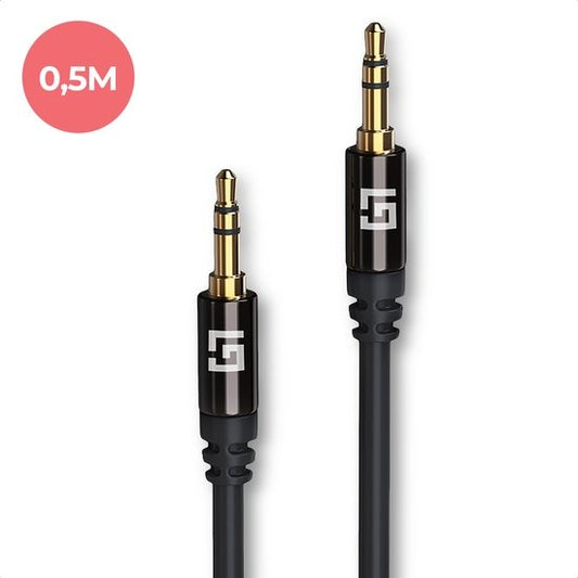 LifeGoods AUX Cable - Câble audio 0.5M - 3.5mm - Mâle à Mâle - Noir