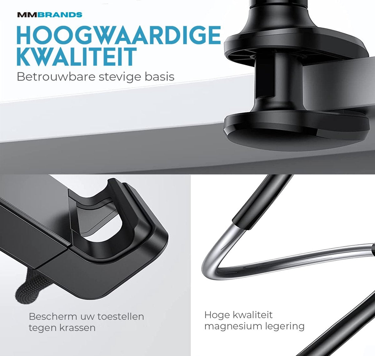 MM Brands Tablet Holder Flexible - Smartphone Stand Universal - Tripod suitable for Desk Table and Bed - ipad - Phone - GSM - Black