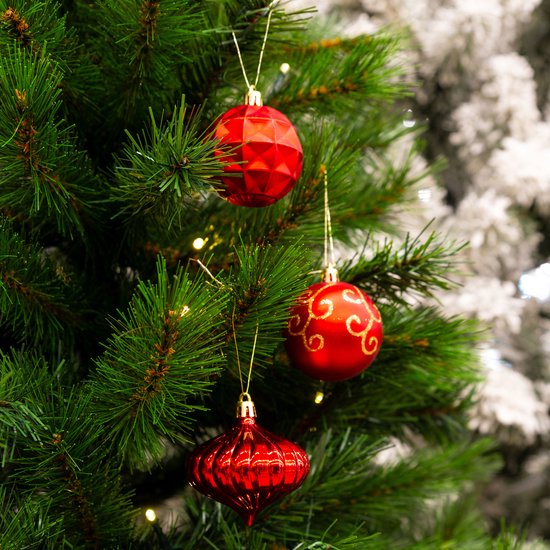 Lot de boules de Noël rouges Giftsome - 60 boules de Noël en plastique - 6/7 cm