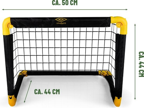 Buts de football - Umbro - Lot de 2 - Buts de football pliables - 50 x 44 x 44 CM - Entraînement de football - pour enfants et adultes - Noir/Jaune