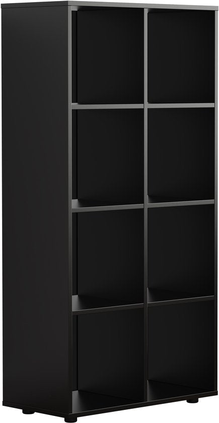 DMV - Bibliothèque - Armoire murale - Armoire de rangement - Noir - 8 compartiments