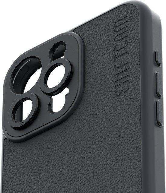 ShiftCam iPhone 15 Pro Max case - étui rigide pour lentilles LensUltra - cuir végétalien - anti-rayures - résistant à l'eau - résistant aux chocs - adapté à l'iPhone 15 Pro Max - anthracite
