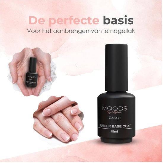 Moods Gellac - Rubber Base Coat - Vernis à ongles - Gellac Starter Pack - Ongles - Gellac Set - 15 ML
