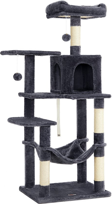 Arbre à chat - Arbre à chat avec hamac - Arbre à chat 143 cm - gris fumé