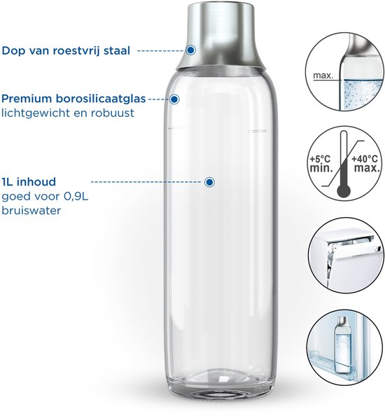 BRITA - SodaTRIO - Soda - Bouteille en verre - Accessoire pour machine à soda, lot de 2