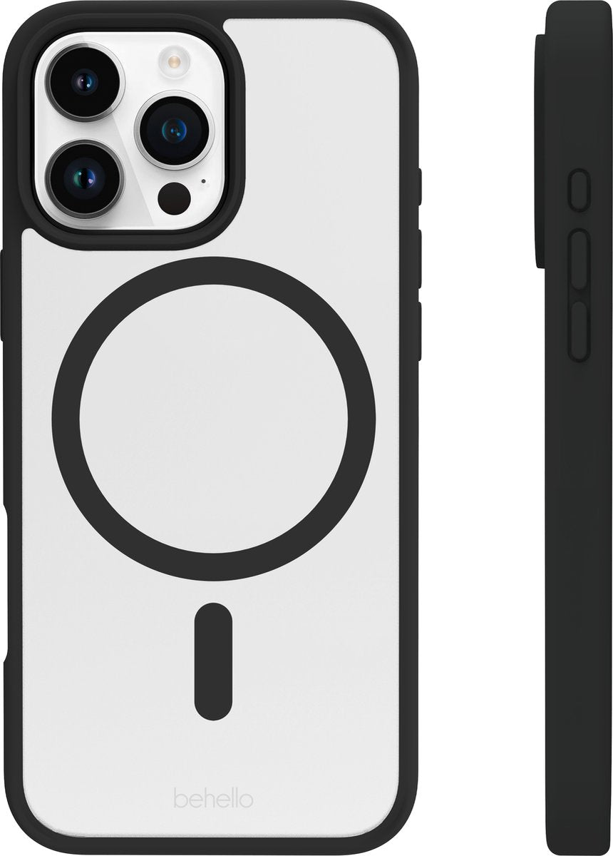 BeHello Case pour iPhone 16 Pro - MagSafe - Flexible - Antichoc - Noir transparent