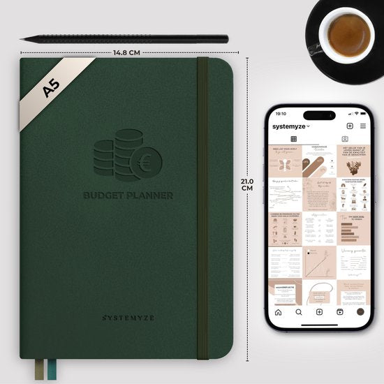 Systemyze Budget Planner - Livre d'encaissement et de dépenses - Livre de ménage - A5 - Vert foncé