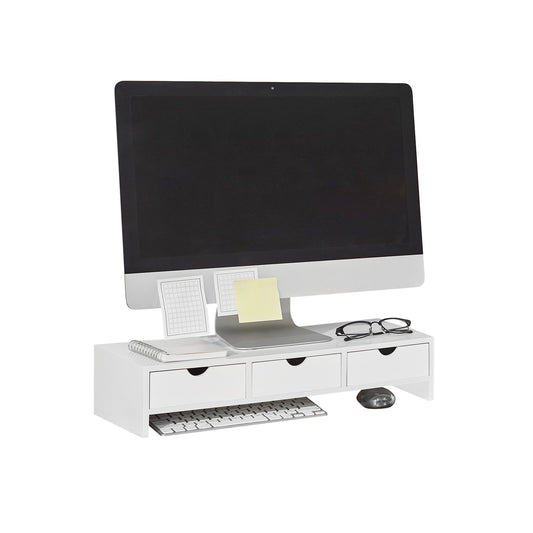 SoBuy BBF03-W Support écran avec 3 tiroirs - 51x25x12 - Blanc