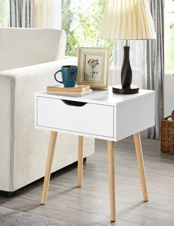 Yaheetech Lot de 2 tables de chevet avec tiroir - Blanc - 48,5 x 40 x 58 cm
