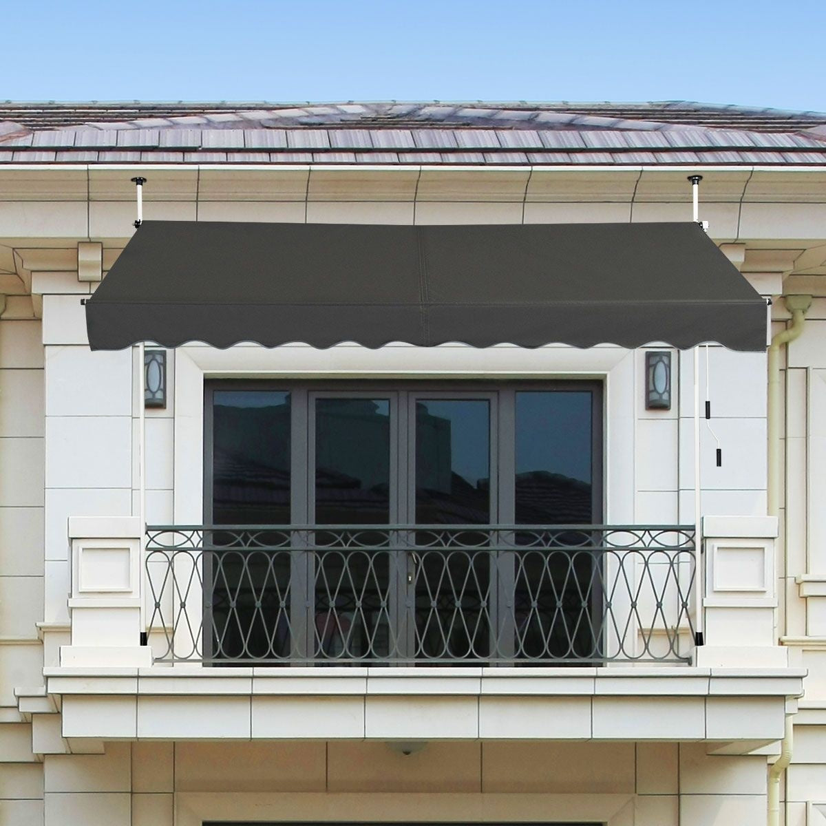 Store télescopique Coast, Protection solaire, Etanche, réglable en hauteur, 300 x 120 cm, Gris