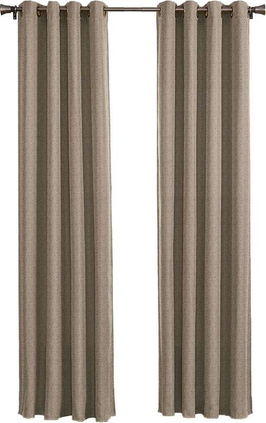 Larson - Rideau occultant tissé de luxe - Anneaux - Beige - 300 x 250 cm - occultant & prêt-à-porter