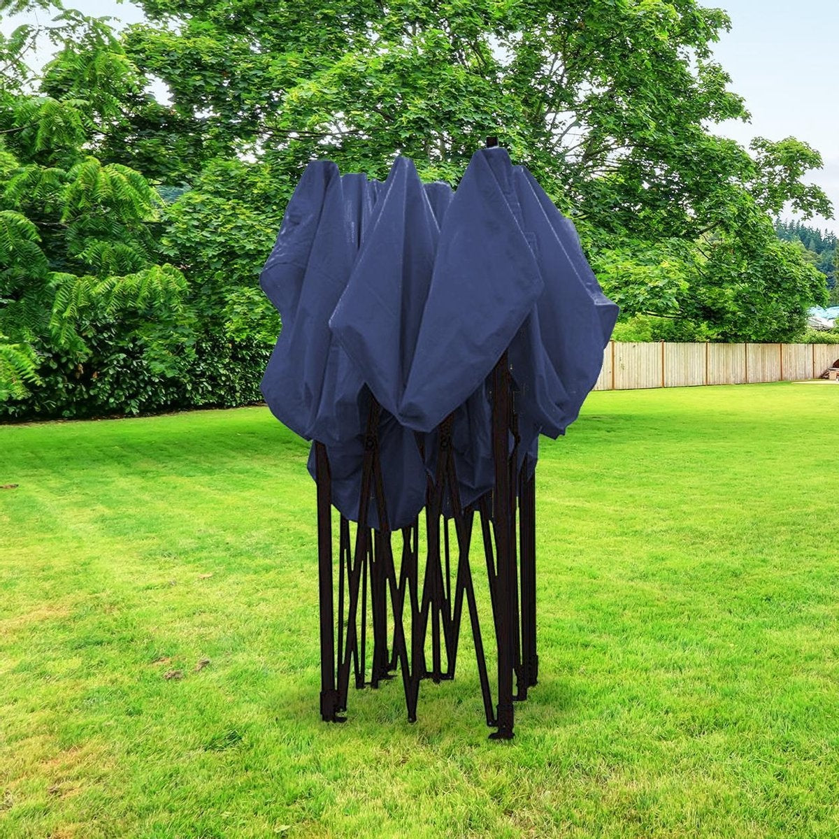 Tonnelle de jardin - LifeGoods - 3x3 m - Facile à monter - Pliable - Imperméable - Sac de transport à roulettes - Bleu foncé