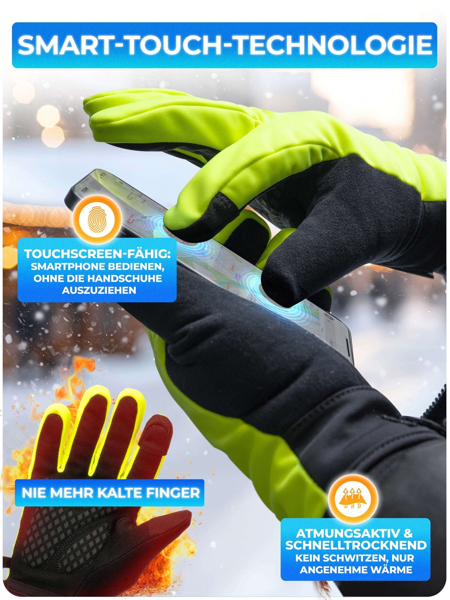 Gants d'hiver Mivelo - Jaune - Taille L - Avec 3M™ Thinsulate™ & Thermo-Fleece