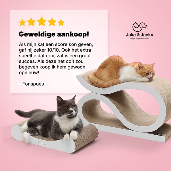 Jake and Jacky Scratching Cardboard for Cats 2 in 1 Model - Scratching Post Cardboard - Scratching Board - Scratching Basket - Scratching Furniture - Cardboard Scratching Mat - Cat Basket - Cat Bed - 60x24x34cm