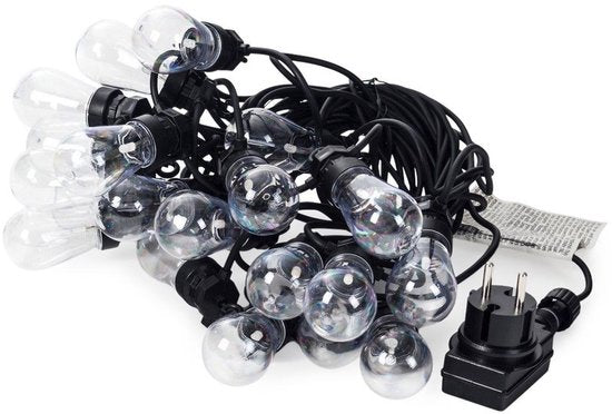Guirlande lumineuse LED PartyLight - 20 ampoules - 12,5 m - Lumière blanche chaude