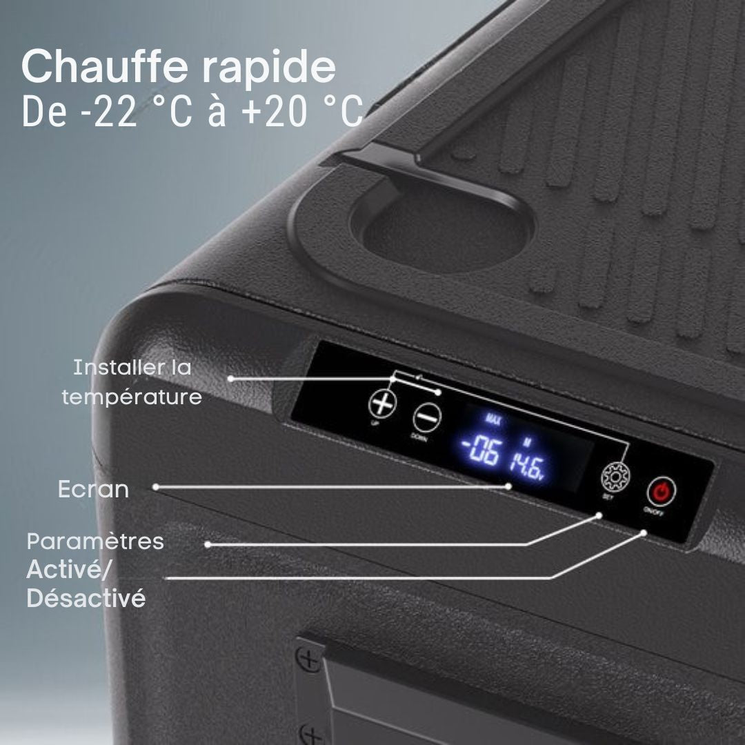 Glaçière électrique Auronic - Compresseur - Avec roues - 12V 230 Volt - Voiture - 50L - Noir/Gris