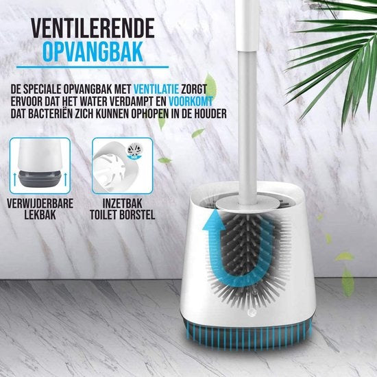 Strex Toilet Brush Silicone with Holder - Quick-drying, Hygienic & Antibacterial Action - Toilet Brush - Toilet Brush Holder