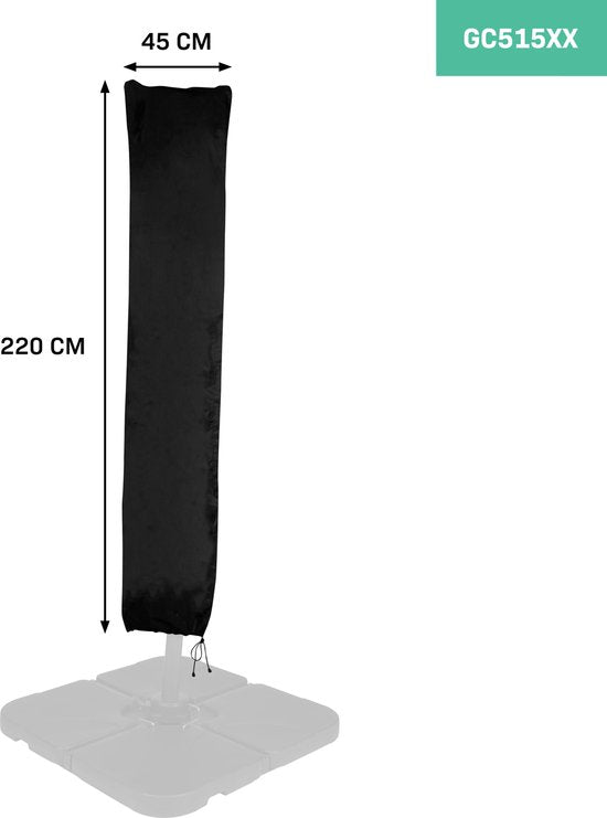 VONROC Housse de parasol M - 220x45cm - Pour parasols bâtons et flottants jusqu'à 400cm - Universelle & pour GP501XX, GP502XX, GP506XX