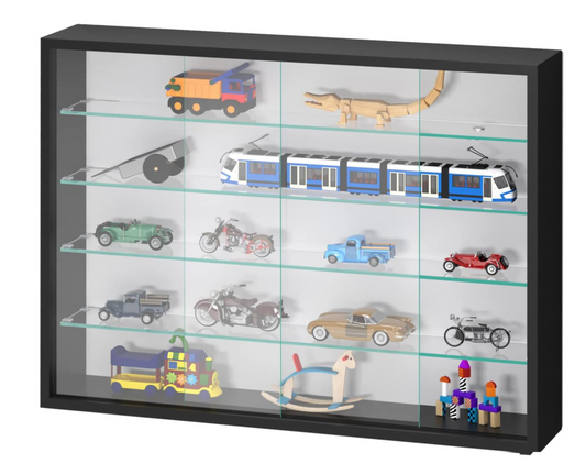 VDD Vitrine - Vitrine murale à portes coulissantes - 75 x 55 x 14 cm - Noir