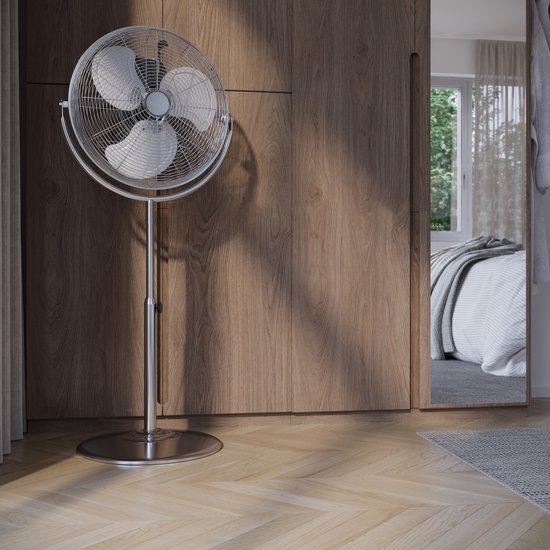 Ventilateur sur pied Tristar XL 45 cm – Boîtier métallique – Flux d'air puissant – 3 vitesses – Oscillation – VE-5975